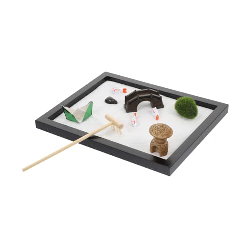 BESTonZON 1 Satz Zen-Sandtisch Haushaltsausstattung Zen-Mikrolandschaft Sandbox- Zen Garten Schreibtisch Dekoration Home Decor Mikrolandschaftsdekor Hause Sandkasten schmücken MDF Black von BESTonZON