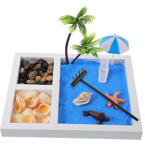 BESTonZON 1 Satz Zen-gartenrechen-kit Strandzubehör Statuen Am Meer Zen-sandgarten Strand-Zen-Garten-kit Sandbox-figurenmodell Zen-gartensand Japanisches Zen-gartenzubehör Sandkasten Harz von BESTonZON