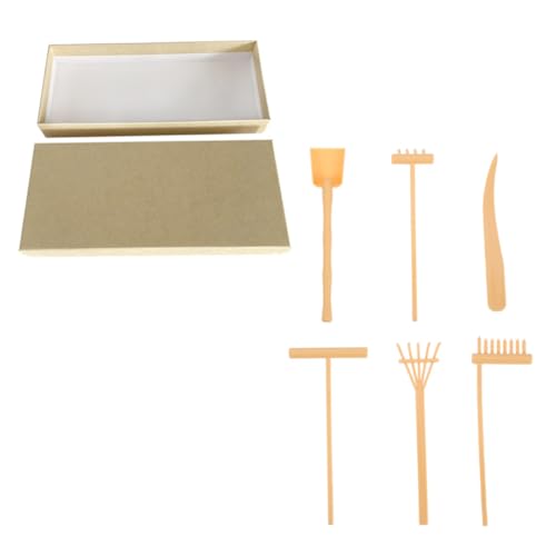 BESTonZON 1 Satz Zen-sandrechen-Set Zen-gartenrechen-Werkzeuge Zen-Garten Für Den Schreibtisch Gelbes Dekor Mini-Zen-Garten Gelber Anzug Sandkastenschaufel Antiker Sandrechen Bausatz Plastik von BESTonZON