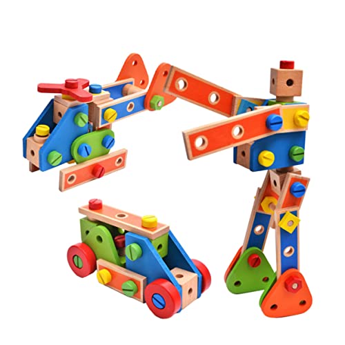 BESTonZON 1 Satz Zusammengebaute Bausteine Spielzeug Für Kinder Tylonal Formsortierer Spielzeug Roboterspielzeug Für ABC Puzzle Buchstaben Schraubenbausteine Holzmutter von BESTonZON