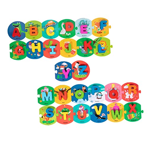 BESTonZON 1 Satz englisches Alphabet ABC-Puzzle-Form Alphabet-Spielzeug Kinder Puzzle rätselbuch Kinder Bunte Buchstaben, die zu Spielzeug passen Buchstabenerkennungsspielzeug hölzern von BESTonZON