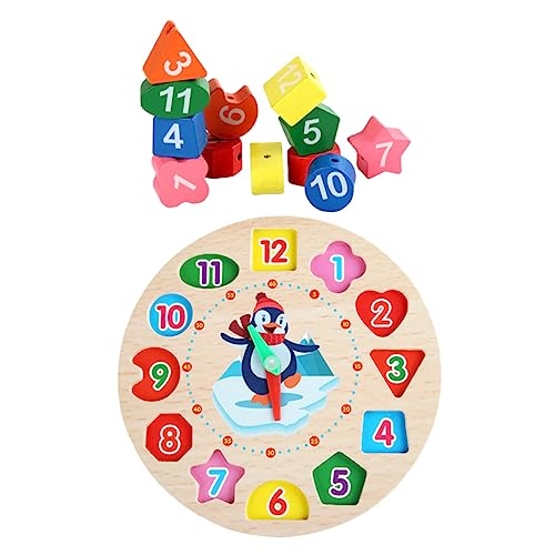 BESTonZON 1 Satz hölzerne Uhr -Puzzle Zahlenlernspielzeug Digitale Uhren Clocks für Kinder zeituhr Kinder gestalten shaperly Kinderuhr blockiert Spielzeug Spielzeuguhr aus Holz Colorful von BESTonZON