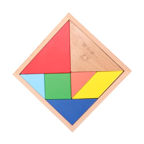 BESTonZON 1 Schachtel Holz-Tangram Kinder Puzzle rätselbuch Kinder lernspielzeug Kinderpuzzle Holzspielzeug Wooden Toys Spielzeuge Kinder Spielen Spielzeug Tangram-Spielzeug groß Hölzern von BESTonZON