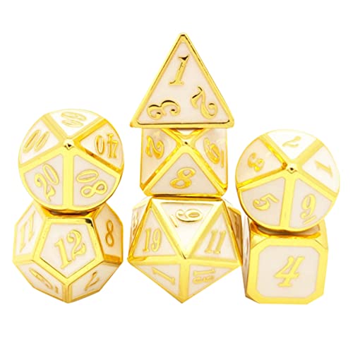 BESTonZON 1 Set 7 Stück Metallwürfel Partyspiel Facettierte Würfel 7 Stück Würfelspiel RPG Spiele Würfel Polyedrische Würfel Brettspiele Mdice Unterhaltungswürfel Legierungswürfel Golden von BESTonZON