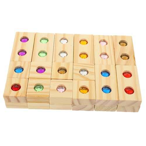 BESTonZON 1 Set Bunte Holzbausteine Mit Glitzersteinen Sensory Toy Für Stapelspielzeug 32 Teiliges Set Ideal Für Kreative Bauprojekte Und Motorische Fähigkeiten von BESTonZON