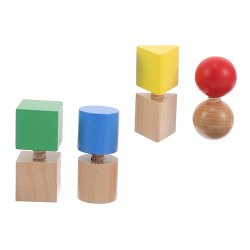 BESTonZON 1 Set Geometrische Holz-steckpuzzle-spielzeugformen Für Kinder Zur Entwicklung Der Feinmotorik, Pädagogisches Schrauben- Und Blockspielzeug Für Jungen Und Mädchen von BESTonZON