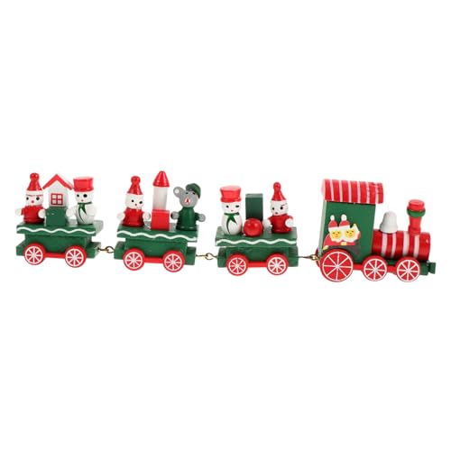 BESTonZON 1 Set Holzeisenbahn Weihnachtszug Dekorationen Weihnachtszubehör Partydekoration Desktop Verzierung Mini Ornamente Weihnachtszug Spielzeugeisenbahn Ornamente Weihnachts von BESTonZON