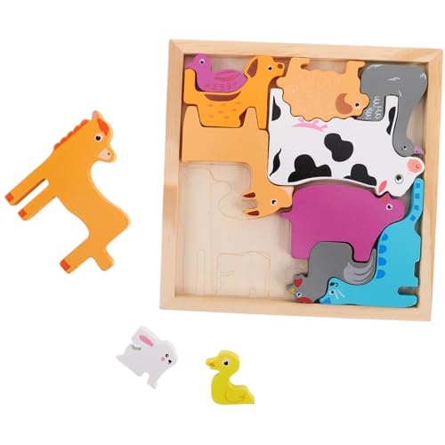 BESTonZON Pädagogisches Lernspielzeug Für Die Vorschule Lernspielzeug Für Kleinkinder Jungen Und Mädchen Holzpuzzle-Spielzeug Tierfarm-Puzzle Für Kleinkinder von BESTonZON