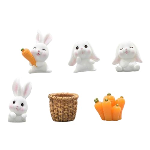 BESTonZON 1 Set Mini Kaninchen Statue Miniaturen Miniatur Set Kleiner Hase FOO FOO Mikro Landschaftsdekoration Kleine Kaninchenfiguren Kreatives Kaninchen Kunsthandwerk Hasenfigur von BESTonZON