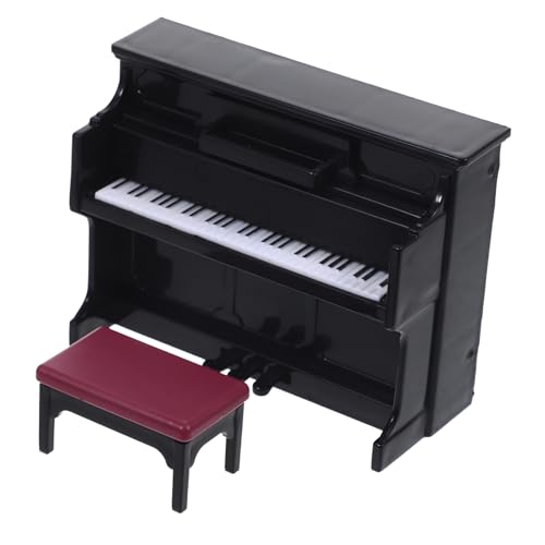 BESTonZON Miniatur Klavier Modell Mit Hocker Und Notenständer Puppenhaus Dekoration Musik öbel Set Für Dollhouse Schwarzes Klavier Und Zubehör Für Kreative Szenen von BESTonZON