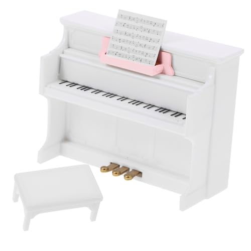 BESTonZON 1 Set Mini Klaviermodell Miniatur Puppenhaus Zubehör Puppenhaus Zubehör Für Puppenspielzeug Klavier Für Mini Miniatur Hocker Modell Miniatur Klavier Weiße Bauchmuskeln von BESTonZON