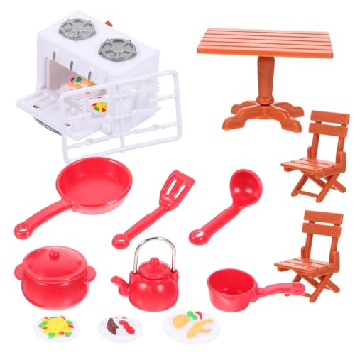 BESTonZON 1 Set Mini Küchenutensilien Miniatur Möbel Deko Mini Küche Gasherd Kunststoff Puppenhaus Winziger Tisch von BESTonZON