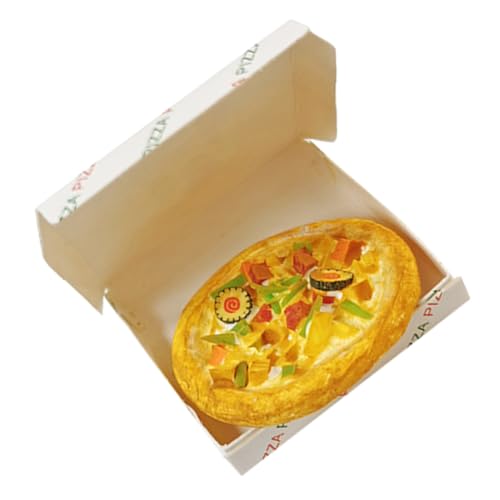 BESTonZON 1 Set Mini Pizza Mit Box Puppenhaus Miniaturen Simulation Mini Pizza Puppenhaus Pizza Requisite Gefälschte Pizza Ornament Puppenhaus Pizza Modell Puppenhaus Miniatur Pizza von BESTonZON