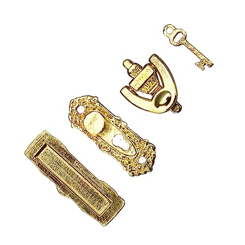 BESTonZON 1 Set Mini Pull Ring Decor Delicate Schlüssel Modell Goldene Miniatur Türschloss Metall Mini Schlüssel Decor von BESTonZON