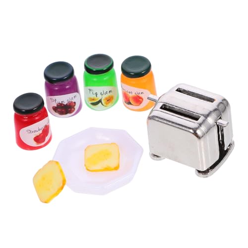 BESTonZON 1 Set Mini Toaster Brotmaschine Puppenhaus Schönes Miniatur Spielzeug Miniaturszene Dekor Mini Kunstbrot Modell Küchenutensilien Spielzubehör Spielzeug Toaster Miniatur von BESTonZON