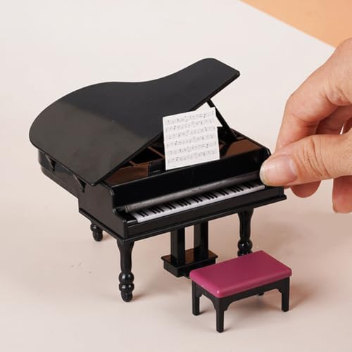 BESTonZON 1 Set Miniatur Dollhouse Grand Piano Mini -Klavierhockerspielzeug Mini -Klaviermodellmodell Miniaturpuppenhaus Dekoration Zubehör Miniatur Klavierhocker Musik Score Doll von BESTonZON