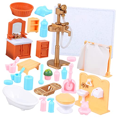 BESTonZON 1 Set Miniatur Puppenmöbel Für Das Badezimmer Schmale Regale Puppen Badewanne & Miniatur Lampen Für Kreative Puppenhaus Dekoration Ideal Für Mini Enthusiasten von BESTonZON