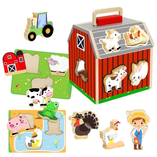 BESTonZON 1 Set Montessori-Spielzeug: Holzpuzzle für Kinder aus der Scheune – Frühlernspielzeug zur Erkennung von Formen, Farben und Zahlen für den Kindergarten und den Heimgebrauch BESTonZON 1 Set Montessori-Spielzeug: Holzpuzzle für Kinder aus der Scheune – Frühlernspielzeug zur Erkennung von Formen, Farben und Zahlen für den Kindergarten und den Heimgebrauch von BESTonZON