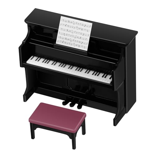 BESTonZON 1 Set Mini Klavier Mit Hocker Puppenhaus Zubehör Für Szenerien Und Miniaturmöbel Schwarzes Klavier Und Hocker Für Kreative Deko Ideen von BESTonZON