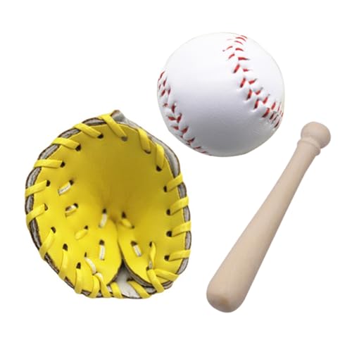 BESTonZON 1 Set Puppenhaus Mini Baseballschläger Handschuh Ball Kit Mini Miniatur Sport Ornamente von BESTonZON