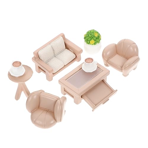 BESTonZON 1 Set Puppenhaus Sofa Mini Doppelsofa Mini Tisch Puppenhaus Sofa Miniatur Sofa Mini Teetisch Mini Sofa Mini Topf Blumentopf Mini Möbel Miniatur Möbel Aus von BESTonZON