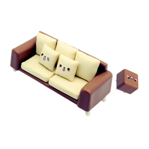 BESTonZON 1 Set Puppenhaus Sofa Puppensofa Und Hocker Puppenhaus Wohnzimmer Dekoration Rollenspiel Sofa Mini Viktorianische Bank Mini Stuhl Lounge Couch Miniatur Hocker Puppenhaus von BESTonZON