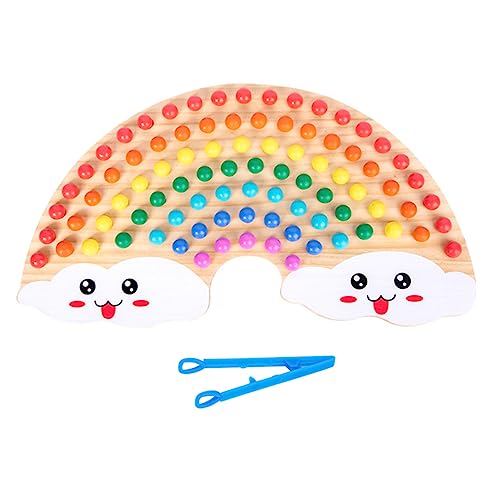 BESTonZON 1 Set Regenbogen Clip Perlen Punkte Shuttle Perlen Brett Entwicklungsspielzeug Mathe Spiele Für Farbsortierspielzeug Stiel Lernspielzeug Frühes Lernspielzeug Puzzle Brett von BESTonZON