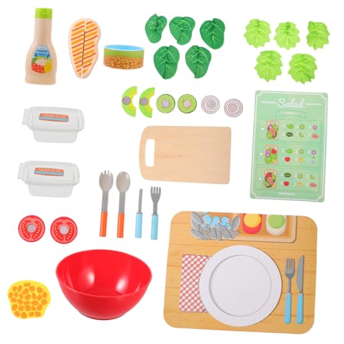 BESTonZON Spielzeug Kinder 1 Set Rollenspiel Küchenzubehör Holz Salatspielzeug Mit Schneide Und Wurf Elementen Für Kreative Spielküche Perfekt Für Ab 3 Jahren Fördert Fantasievolles Und Soziale von BESTonZON