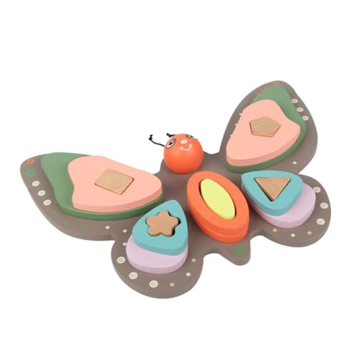 BESTonZON 1 Set Schmetterling Bausteine ​​Spielzeug Puzzle Spielzeug Geometrie Form Puzzle Spielzeug Tier Puzzles Blöcke Tier Puzzle Spielzeug Lernspielzeug Kinderspielzeug Holz von BESTonZON