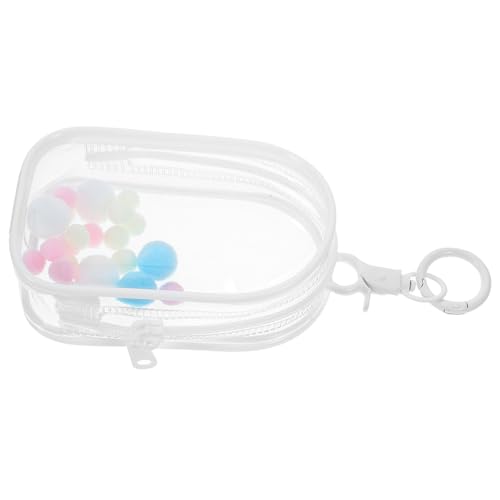 BESTonZON 1 Set Transparentes Aufbewahrungsbeutel Für Puppen Tragetasche Mit Aufhängung Schlüsselanhänger Beutel PVC Aufbewahrungstasche Mit Pompon Puppe Nicht Enthalten von BESTonZON