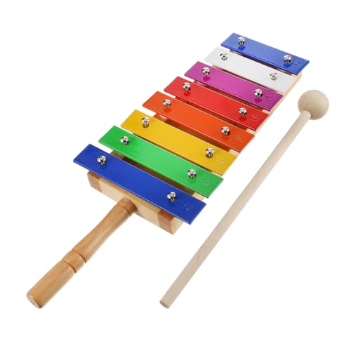 BESTonZON 1 Stück Xylophon Percussion Mit 8 Noten Aluminiumplatte Xylophon Instrument Spielzeug Metall Holz Buntes Musikspielzeug Für Kleinkinder von BESTonZON