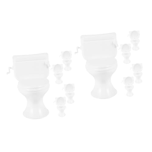 BESTonZON 10 STK Toilettenmodell Toilettenspielzeug für Babys Toilette Kuchendeckel puppenhaus Toilette Puppenhaus-Toilette Spielzeug Mini-Töpfchen kleine Hausmöbel Abs Weiß von BESTonZON