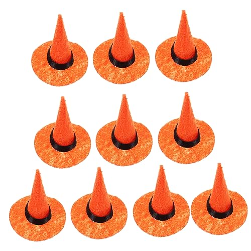 BESTonZON 10 Stücke Mini Filz Hüte Für Halloween Gnome Decor Orange Handwerk Party Hüte Zarte Design von BESTonZON