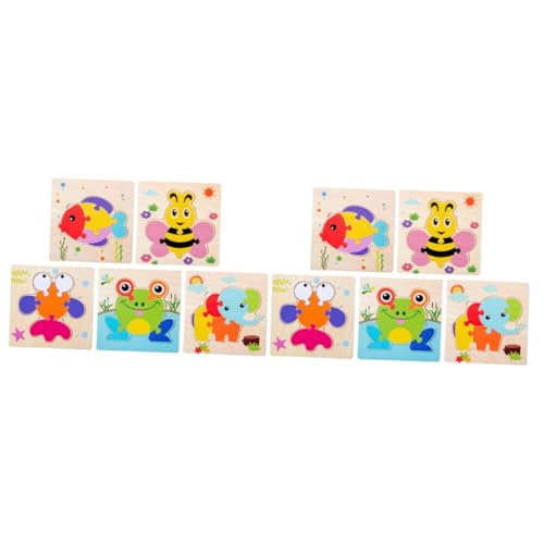 BESTonZON 10 Stück 1 Puzzles aus Holz Lernspielzeug -Puzzle Kinder Puzzle kinderpuzzle Kleinkind Spielzeug Froschpuzzle Puzzlematte Cartoon Holzpuzzles Puzzle für Kinder Hölzern von BESTonZON