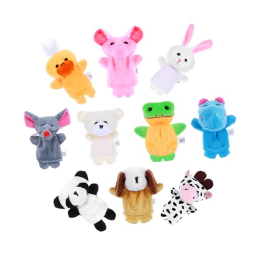 BESTonZON 10 Stück Beruhigende Handpuppen Plüsch Stofftier Spielzeug Zoo Tier Fingerpuppen Kinder Fingerpuppen Spielzeug Plüschtier Fingerpuppen Puppen Kinder Fingerspielzeug Eltern Kind von BESTonZON