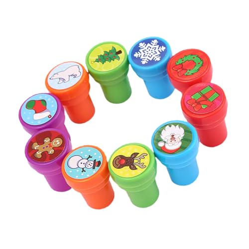 BESTonZON 10 Stück Kinderstempel Kinderstempel Weihnachtsspielzeug Geschenkstempel Spielzeug Weihnachten Verschiedene Stempelanzüge Für Kinder Tinte Für Kinderstempel von BESTonZON