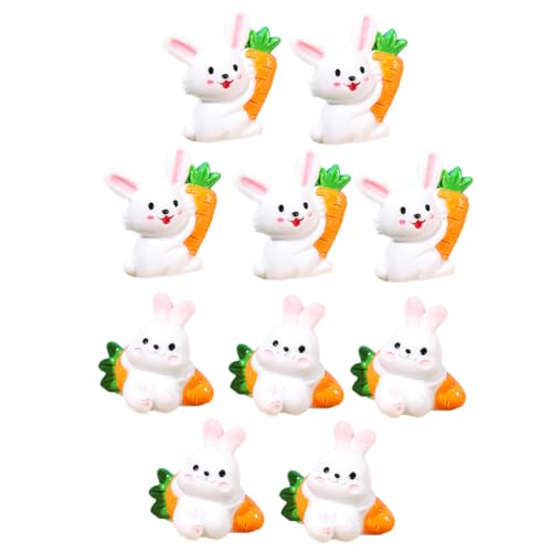 BESTonZON 10 Stück Mikro Landschaft Weißer Hase Hasen Dekoration Osterornament Miniatur Hasen Mini Kaninchen Statue Mikro Ornamente Kaninchen Dekor Hase Miniaturfiguren von BESTonZON