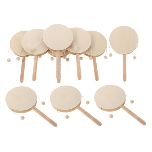 BESTonZON 10 Stück Teiliges DIY Holz Handtrommel Unbemalt Rassel Trommel Blanko Percussion Instrument Kreatives Bastelspielzeug für Kleinkinder und Vorschulkinder BESTonZON 10 Stück Teiliges DIY Holz Handtrommel Unbemalt Rassel Trommel Blanko Percussion Instrument Kreatives Bastelspielzeug für Kleinkinder und Vorschulkinder von BESTonZON