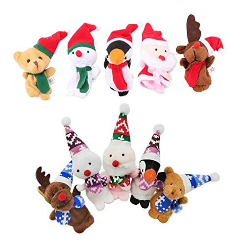 BESTonZON 10 Stück Weihnachts Fingerpuppen Geschichtenpuppen Tier Fingerpuppen Weihnachtspuppe Tragbare Fingerpuppen Kleinkind Fingerpuppen Kinderbedarf Weihnachts Fingerpuppen von BESTonZON