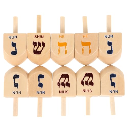 BESTonZON 10 Teiliges Set Kreisel Spielzeug Chanukka Partyzubehör Festival Dreidel Spielzeug Dreidel Spiel Dreidel Für Chanukka Hanukkah Dekorationen Chanukka Dreidel Kinderdreidel von BESTonZON