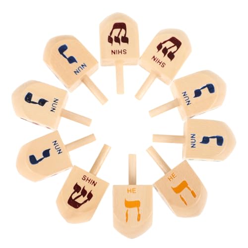 BESTonZON 10 Teiliges Set Kreisel Spielzeug Chanukka Partyzubehör Festival Dreidel Spielzeug Dreidel Spiel Dreidel Für Chanukka Hanukkah Dekorationen Chanukka Dreidel Kinderdreidel von BESTonZON