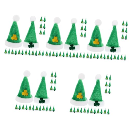 BESTonZON 100 STK Mini-pom-pom-mütze Weihnachtsmütze Kleider Dekorativer DIY-Hut Formelle Hüte Kleiner Hut Puppenzubehör Patricks Day Dekorationen Mini-hüte Mini-Hut Kappen Plüsch von BESTonZON