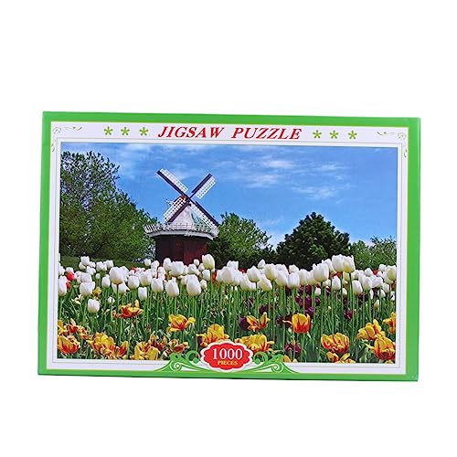 BESTonZON 1000 Stück 1 Satz Windmühlen-Puzzle für Erwachsene pädagogisches Puzzle Pflanzenrätsel Kinder Puzzle rätselbuch Kinder Puzzlematte puzzlekleber Modernes Tulpen-Puzzle Stressabbauer von BESTonZON