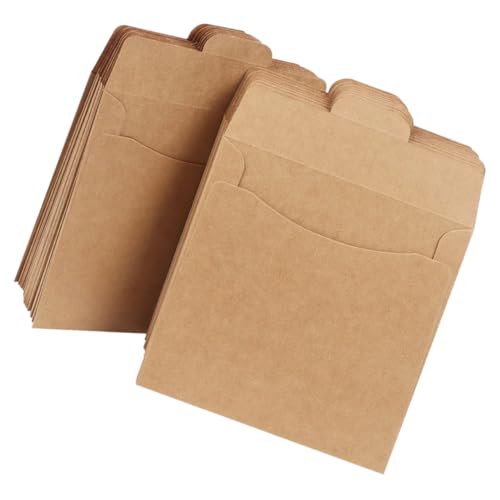 BESTonZON 100st Disc-Tasche Kleine Braune Papiertüten Braune Ordner Medienaufbewahrungshüllen DVD-Aufbewahrungstasche Schmuck Papiertüte Große Papiertüten Papphüllen Kraftpapier Light Brown von BESTonZON