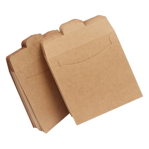 BESTonZON 100st Disc-Tasche Tellerständer Speicherteiler Faltbare Handfächer Eleganter Präsentationsständer Einzelbecher-präsentationsständer Musik Aufnehmen Kraftpapier Light Brown von BESTonZON