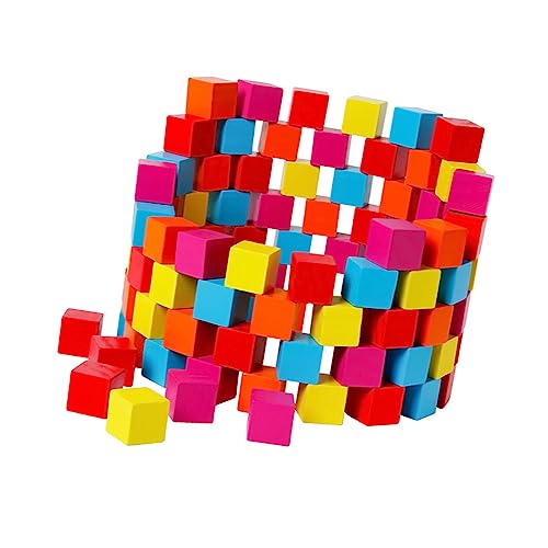 BESTonZON 100st Würfelblöcke Kleine Blöcke Kinder Bauen Spielzeug Farbige Quadratische Blöcke Stapelbare Blöcke Bunte Bausteine Kinder Zählen Blöcke Mathe-lernwürfel Hölzern Colorful von BESTonZON