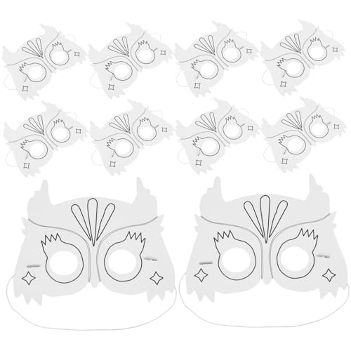 BESTonZON 10St Farbmaske kinder bastelset basteln für kinder masken zum bemalen Kabuki-Maske japanische Maske halloween deko gesichtsmaske DIY-Malmasken unbemalte Masken Papier Weiß von BESTonZON