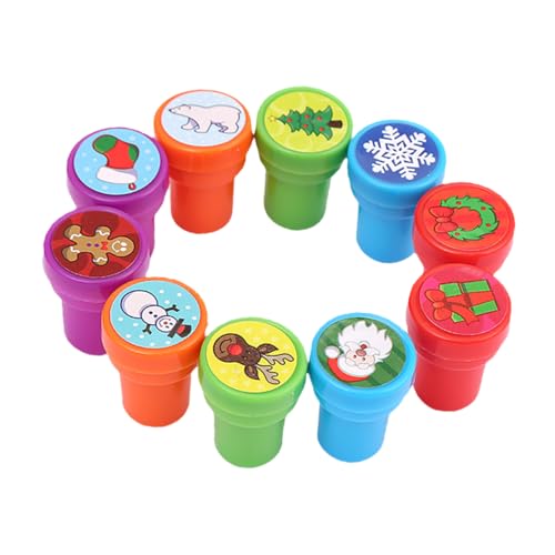 BESTonZON 10St Kinderstempel Lehrer belohnen Aufkleber Kinderstampfer Spielzeug Kinder Stempel kiddostempel weihnachtssocken Geschenke bunter Stempel Malstempel Perlmutt Siegel Füllstoff von BESTonZON