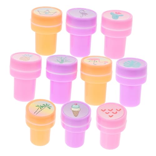 BESTonZON 10St Kinderstempel Sommerstempel Stempelset für Partygeschenke Stempel für Spaßige Stempel Handstempel Selbstfärbende Stempel Tierstampfer für PVC von BESTonZON