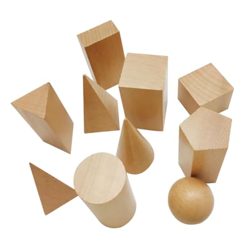 BESTonZON 10st 3D-Geometrie-Spielzeug Bildungsspielzeug Kombinierte Lehrmittel Holzspielzeug Geometrie Bausteine Yellow Hölzern von BESTonZON